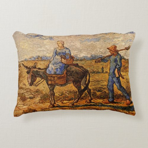 Morning Peasant Couple by Vincent van Gogh Accent Pillow