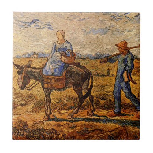 Morning Peasant Couple by Vincent van Gogh Ceramic Tile