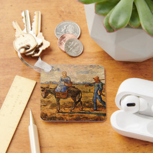 Morning, Peasant Couple by Vincent van Gogh Keychain