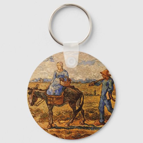 Morning Peasant Couple by Vincent van Gogh Keychain