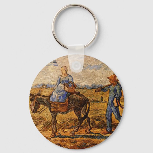 Morning, Peasant Couple by Vincent van Gogh Keychain (Front)