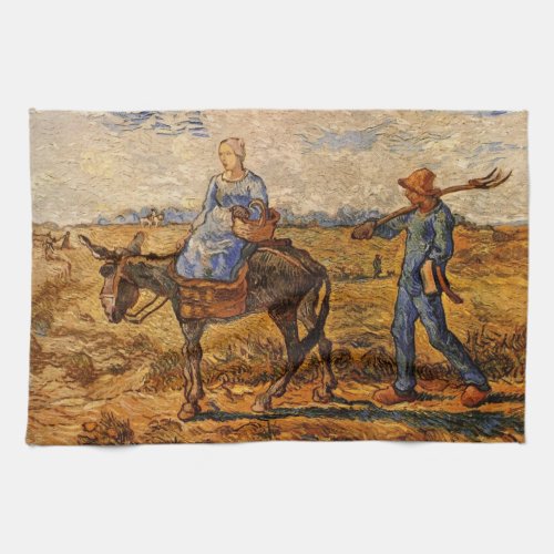 Morning Peasant Couple by Vincent van Gogh Kitchen Towel