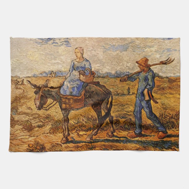 Morning, Peasant Couple by Vincent van Gogh Kitchen Towel (Horizontal)