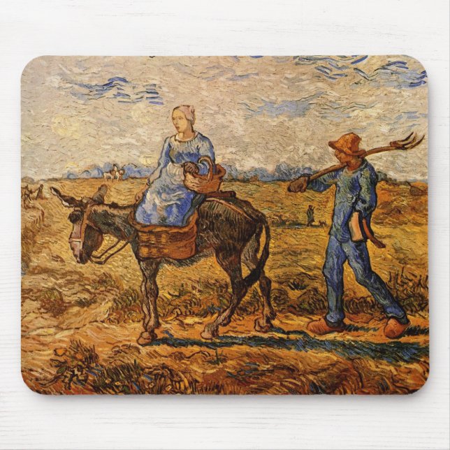 Morning, Peasant Couple by Vincent van Gogh Mouse Pad (Front)