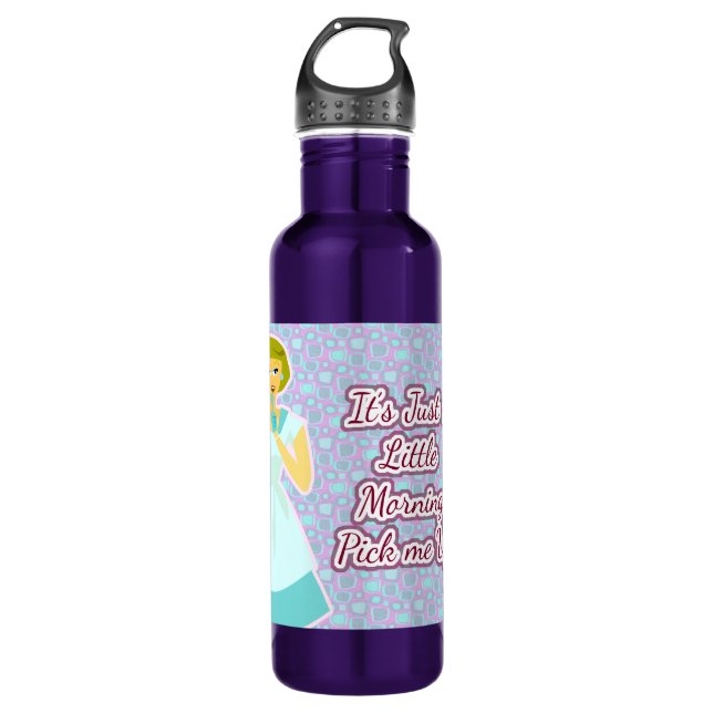 Morning Pick Me Up Sassy Kitsch Housewife Water Bottle (Front)