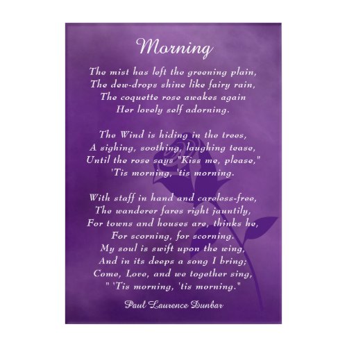 Morning Poem by Paul Laurence Dunbar Acrylic Print
