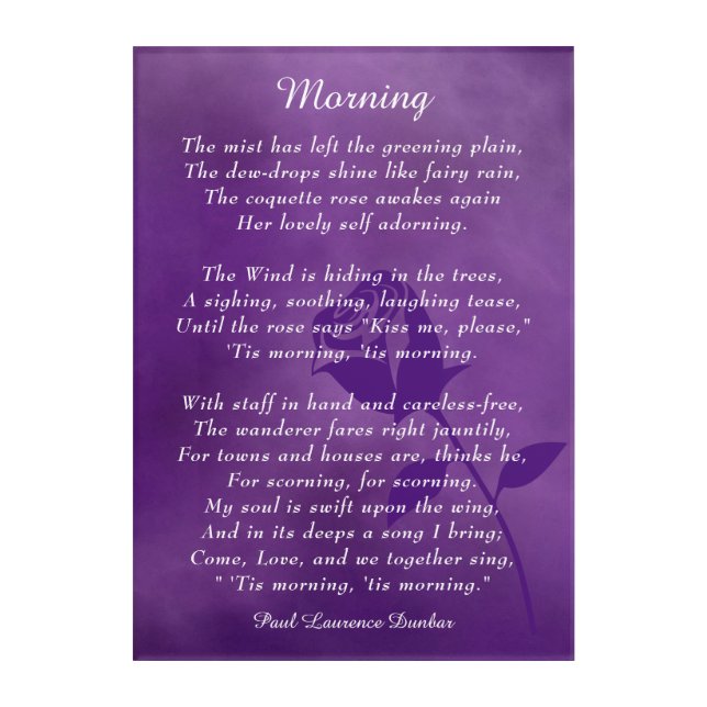 Morning Poem by Paul Laurence Dunbar Acrylic Print (Front)