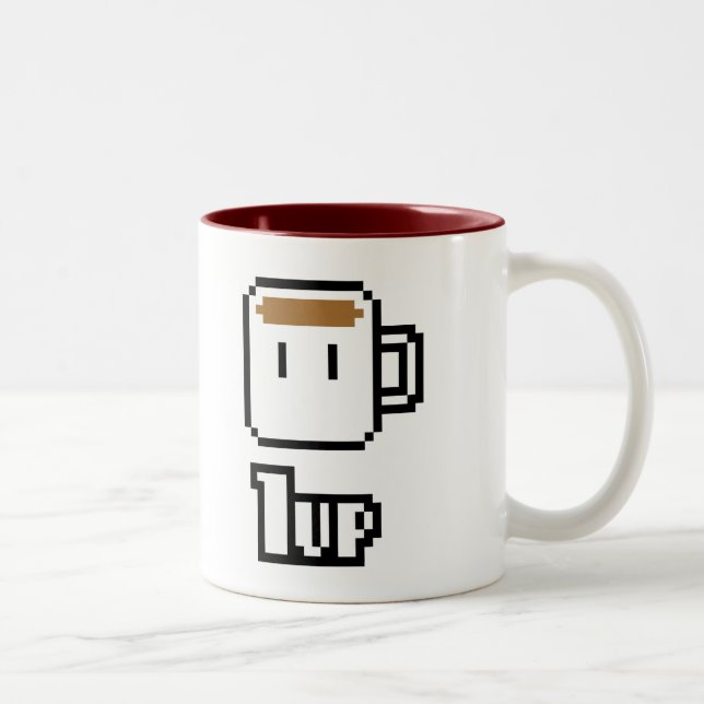 Morning Power Up Video Game Parody Two-Tone Coffee Mug (Right)
