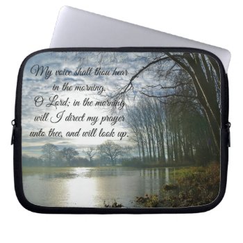 Morning Prayer Bible Verse Laptop Sleeve by QuoteLife at Zazzle