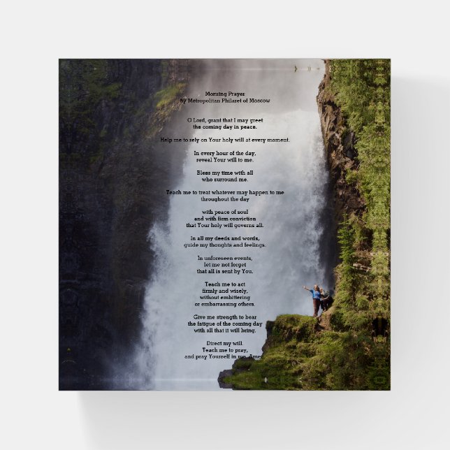 Morning Prayer With Waterfall Paperweight (Front)