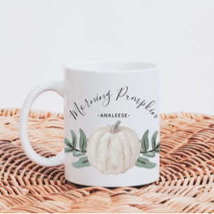 Morning Pumpkin Watercolor Pumpkin with Name Coffee Mug