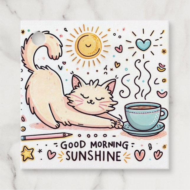 "Morning Purrfection" Favor Tags (Front)