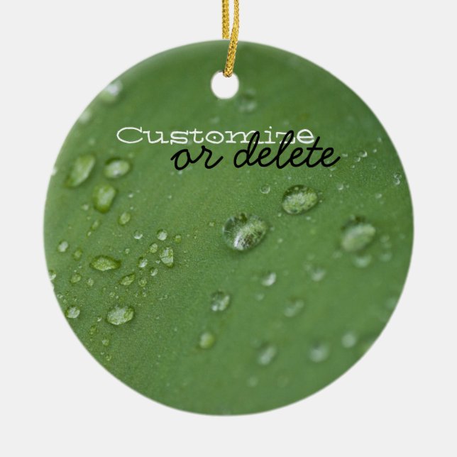 Morning Rain; Customizable Ceramic Ornament (Front)