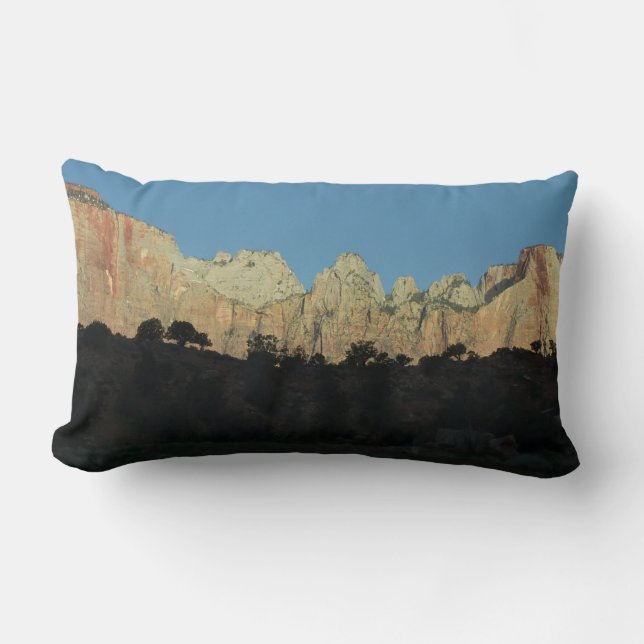 Morning Red Rocks at Zion National Park Lumbar Pillow (Front)