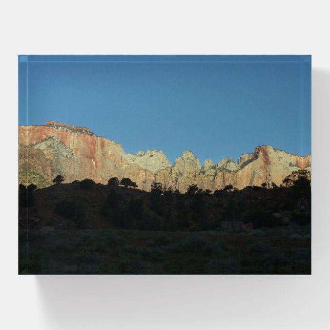 Morning Red Rocks at Zion National Park Paperweight (Front)