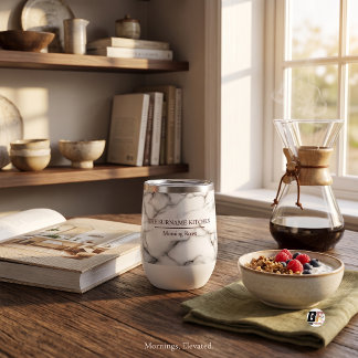 Morning Roast Elegant Marble White Thermal Wine Tumbler