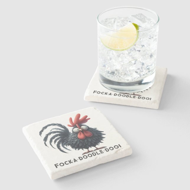 Morning Rooster - Fock-a-doodle-doo! Stone Coaster (Side)