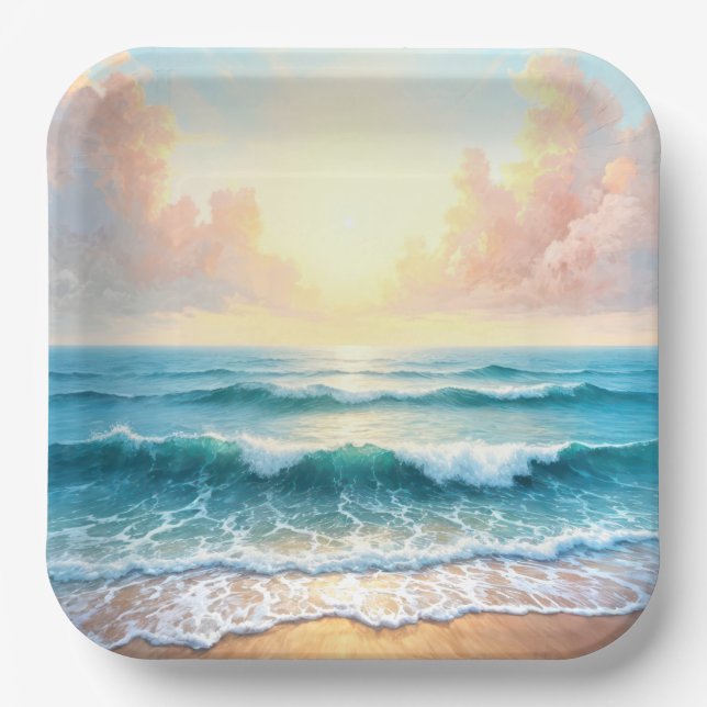 Morning Seascape Paper Plates (Front)