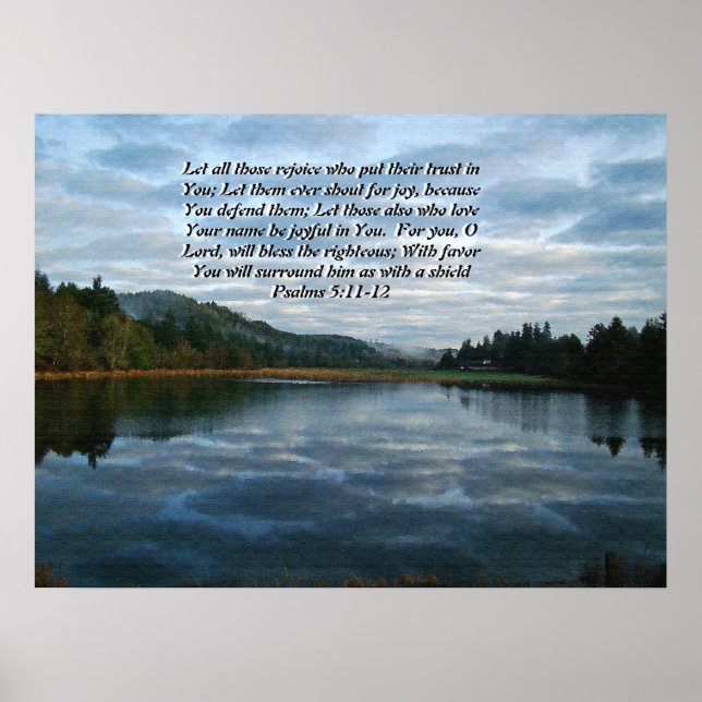 Morning Sky & Lake Psalms 5:11,12 Print (Front)