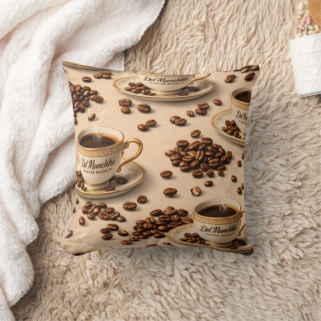 Morning, sleepy coffee bean funny relatable coffee throw pillow (Blanket)