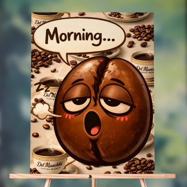 Morning, sleepy coffee bean funny relatable medium acrylic sign (Neutral)