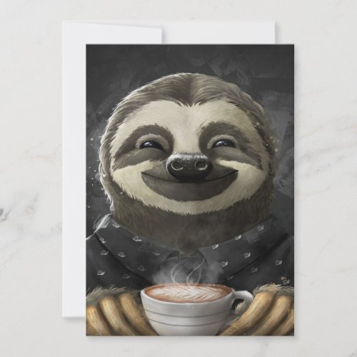 Morning Sloth Coffee Black Holiday Card