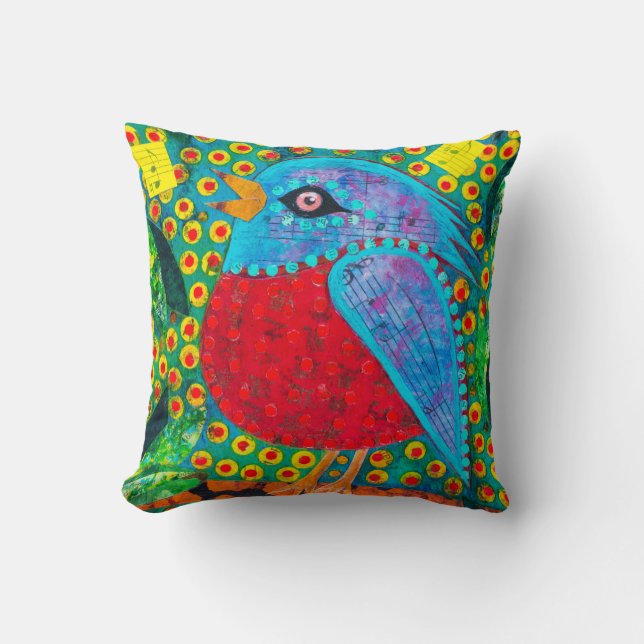 Morning Songbird and Spotted Towhee  Throw Pillow (Front)