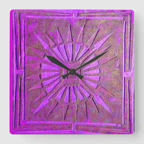 MORNING STAR  Antique Purple Square Wall Clock
