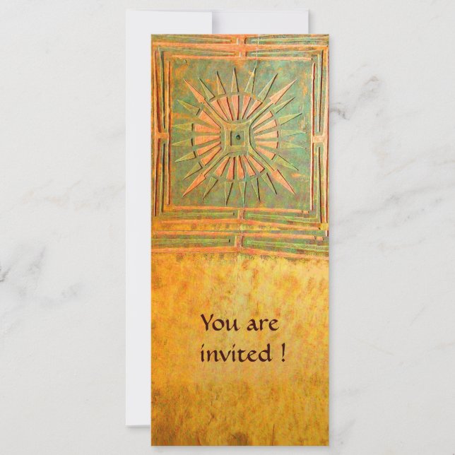 MORNING STAR , antique yellow brown green Invitation (Front)