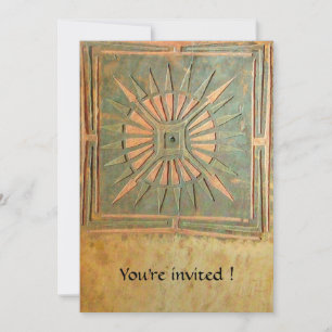 MORNING STAR , antique yellow green,white Invitation