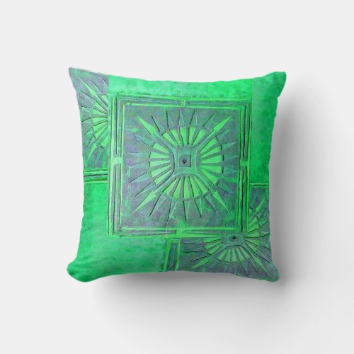 MORNING STAR Green Turquoise Throw Pillow