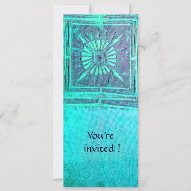 MORNING STAR , light blue teal,white Invitation (Front)
