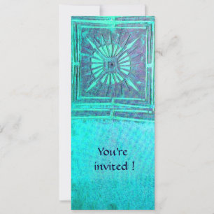MORNING STAR , light blue teal,white Invitation