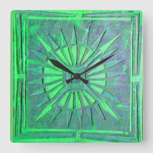 MORNING STAR , Light Green Square Wall Clock