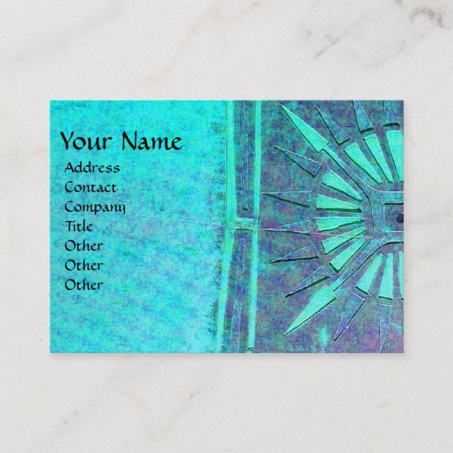 MORNING STAR ,MONOGRAM Blue Turquoise Business Card (Front)