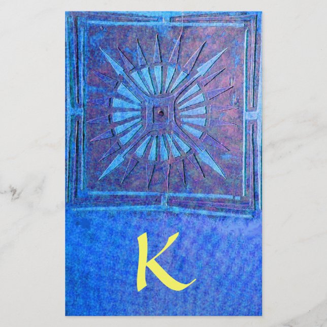 MORNING STAR MONOGRAM ,blue yellow Stationery (Front)