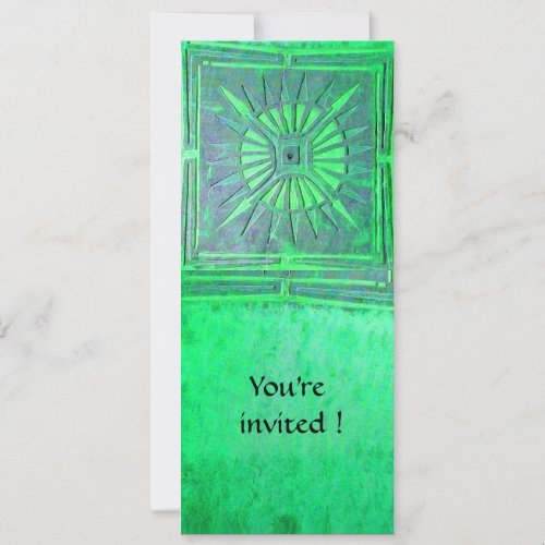 MORNING STAR  MONOGRAM  bright light green Invitation