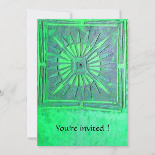 MORNING STAR MONOGRAM , bright light green Invitation