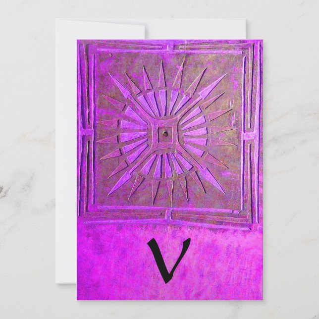 MORNING STAR  MONOGRAM ,  bright purple violet Announcement (Front)