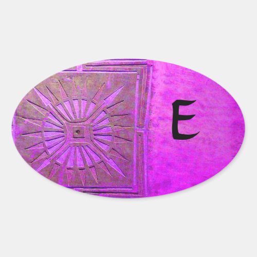 MORNING STAR MONOGRAM pink violetpurple Oval Sticker