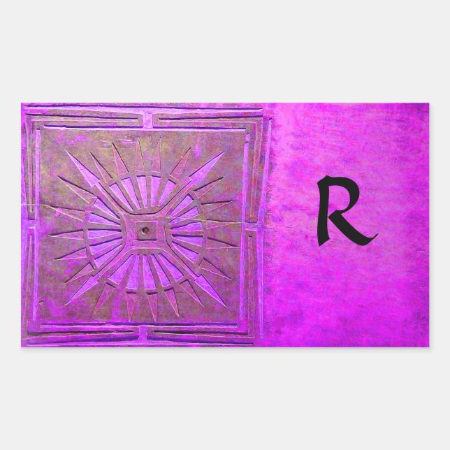 MORNING STAR MONOGRAM ,pink violet,purple Rectangular Sticker (Front)