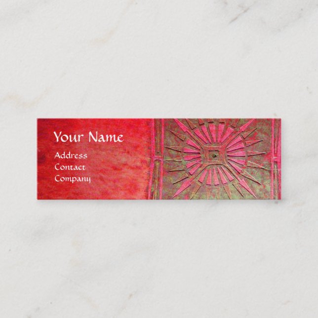 MORNING STAR , MONOGRAM,Red Green Mini Business Card (Front)