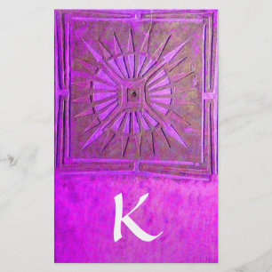 MORNING STAR MONOGRAM ,violet purple white Stationery