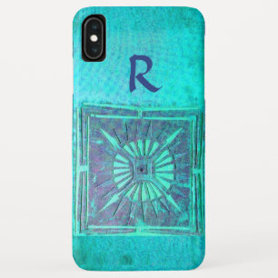 MORNING STAR,Pawnee Aqua Blue Turquoise Monogram iPhone XS Max Case