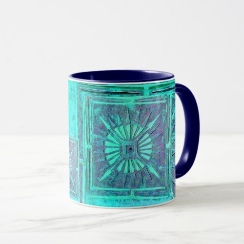 MORNING STAR Pawnee Aqua Blue Turquoise Monogram Mug
