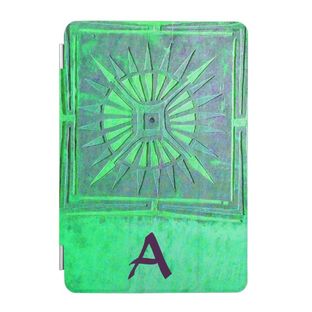 MORNING STAR Pawnee Light Green Monogram iPad Mini Cover (Front)