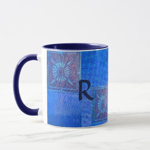 MORNING STAR Pawnee Native American Blue Monogram Mug