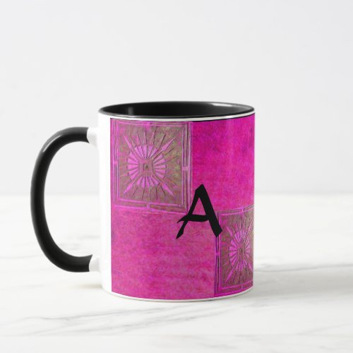 MORNING STAR Pawnee Pink Fuchsia Black Monogram Mug