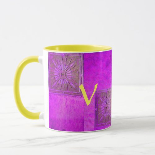 MORNING STAR Pawnee Purple Yellow Monogram Mug