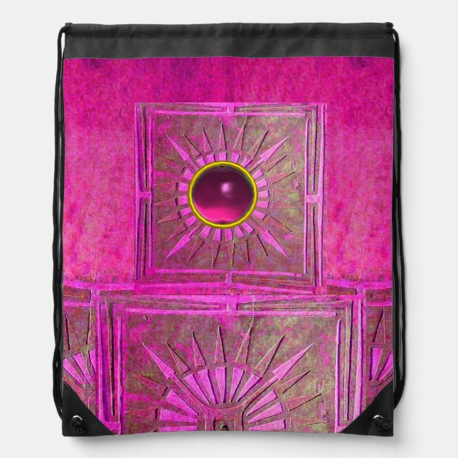 MORNING STAR,pink,fuchsia,Amethyst Gemstone Drawstring Bag (Front)